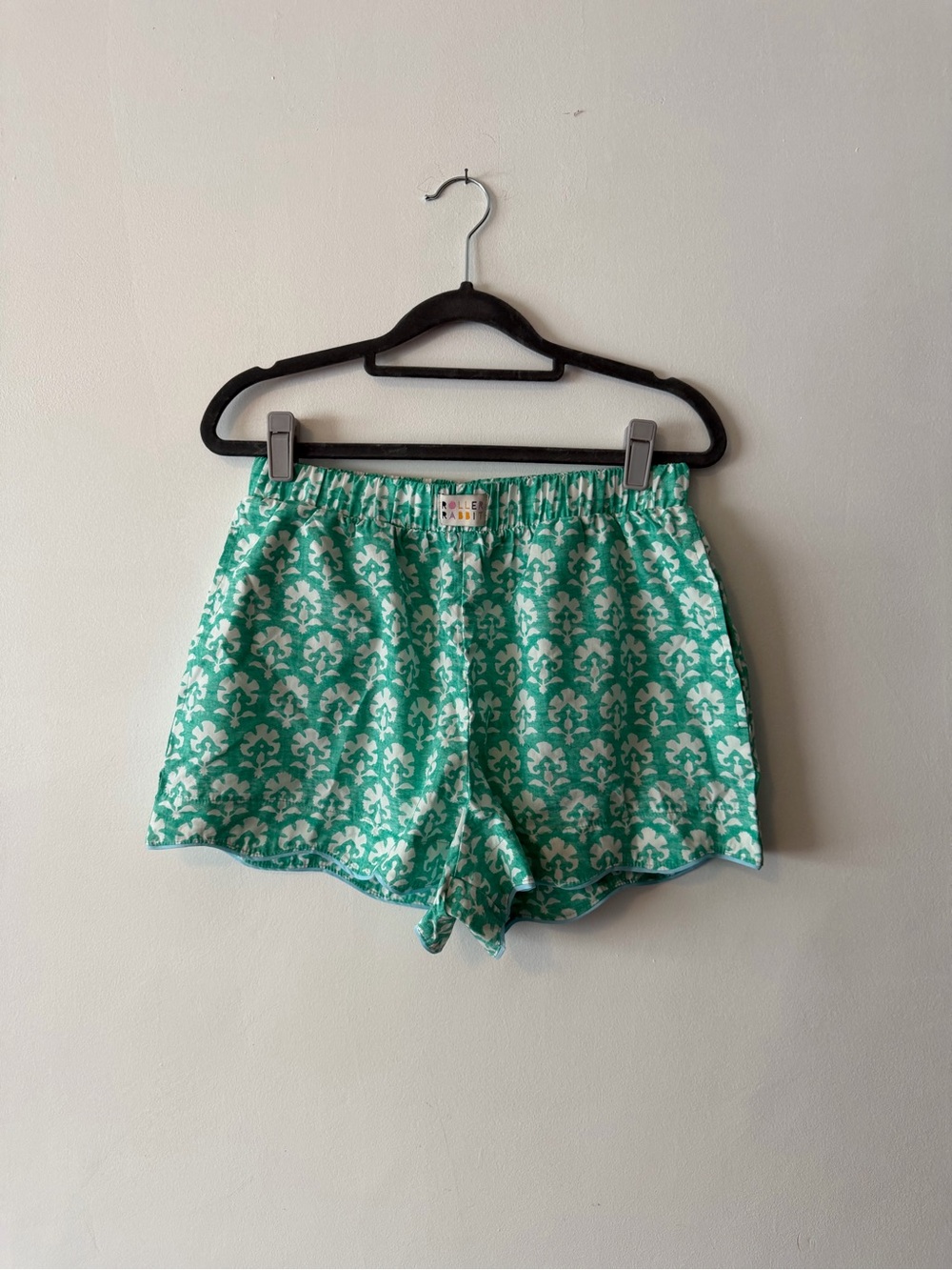 Roller Rabbit X Target Green and White Patterned Elastic-Waist Pajama Shorts S